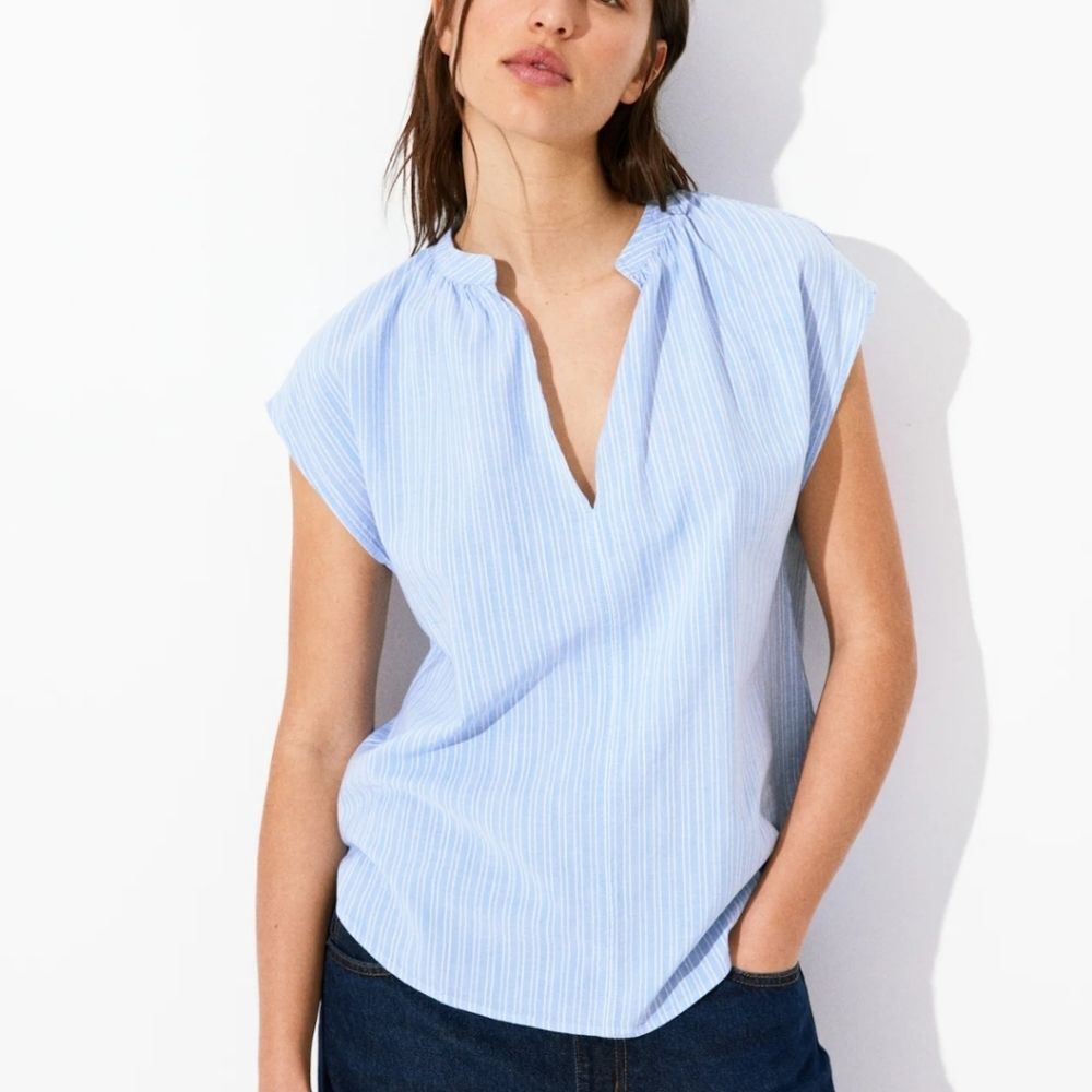 H&M Light Blue Striped Blouse